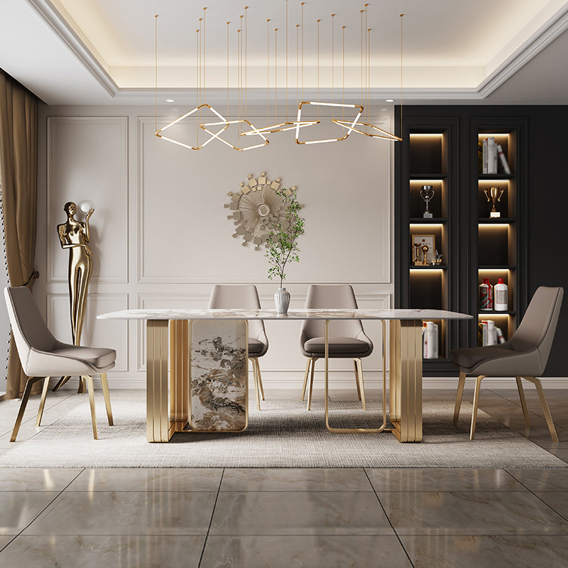 Traditional Luxury Dining Site Table Rectangle Stainless Steel Table