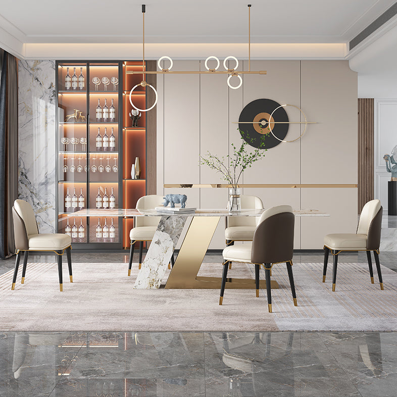 Traditional Luxury Rectangle Home Furniture Stone Double Pedestal Table