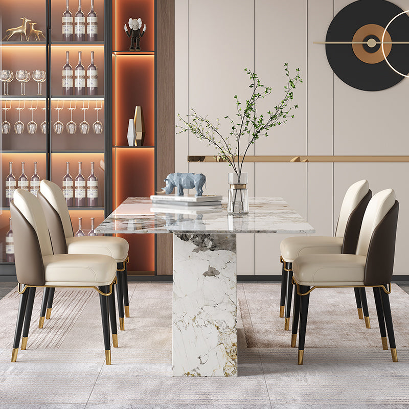 Traditional Luxury Rectangle Home Furniture Stone Double Pedestal Table