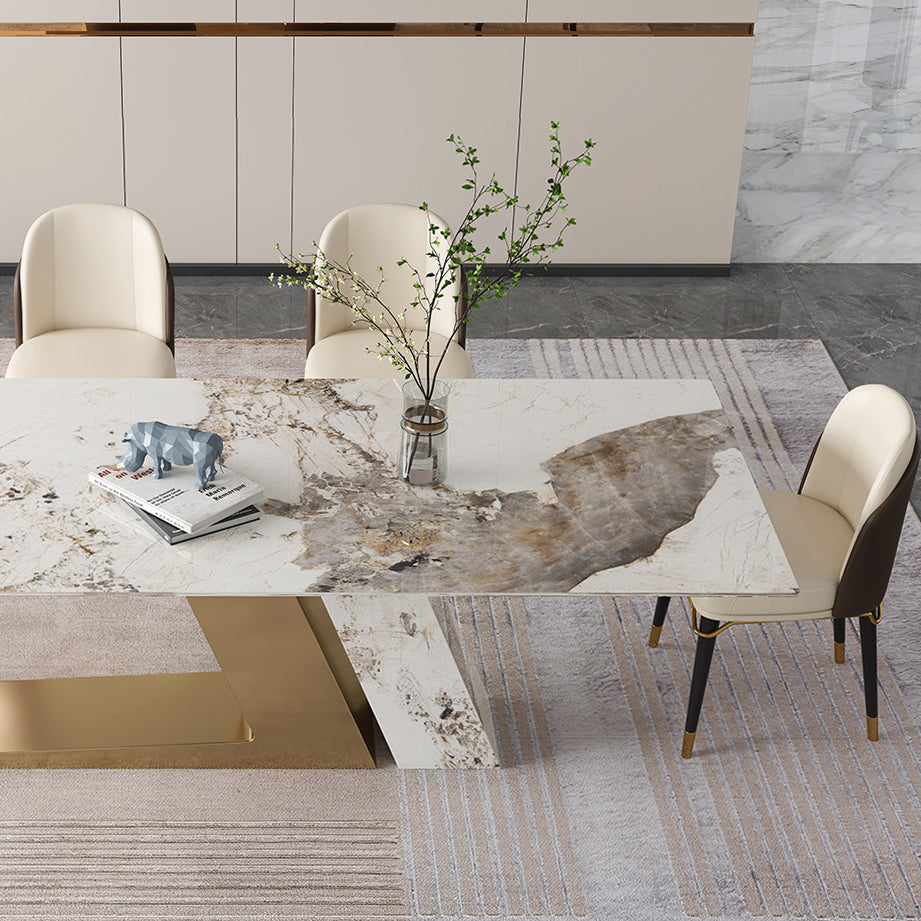 Traditional Luxury Rectangle Home Furniture Stone Double Pedestal Table