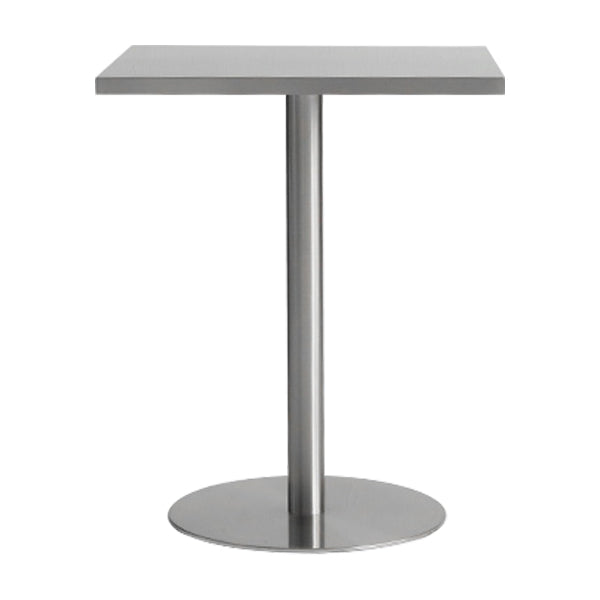 Metal Industrial Square Dining Table Stainless Steel Top Table with Pedestal