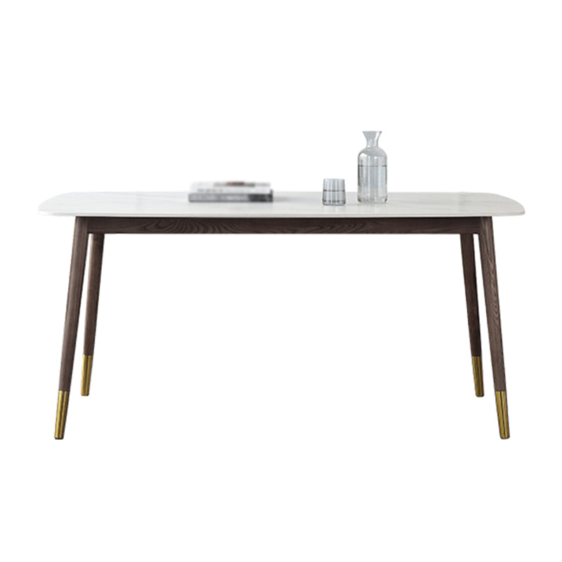 Rectangle 4 Legs Luxury Table White Sintered Stone Top Fixed Table