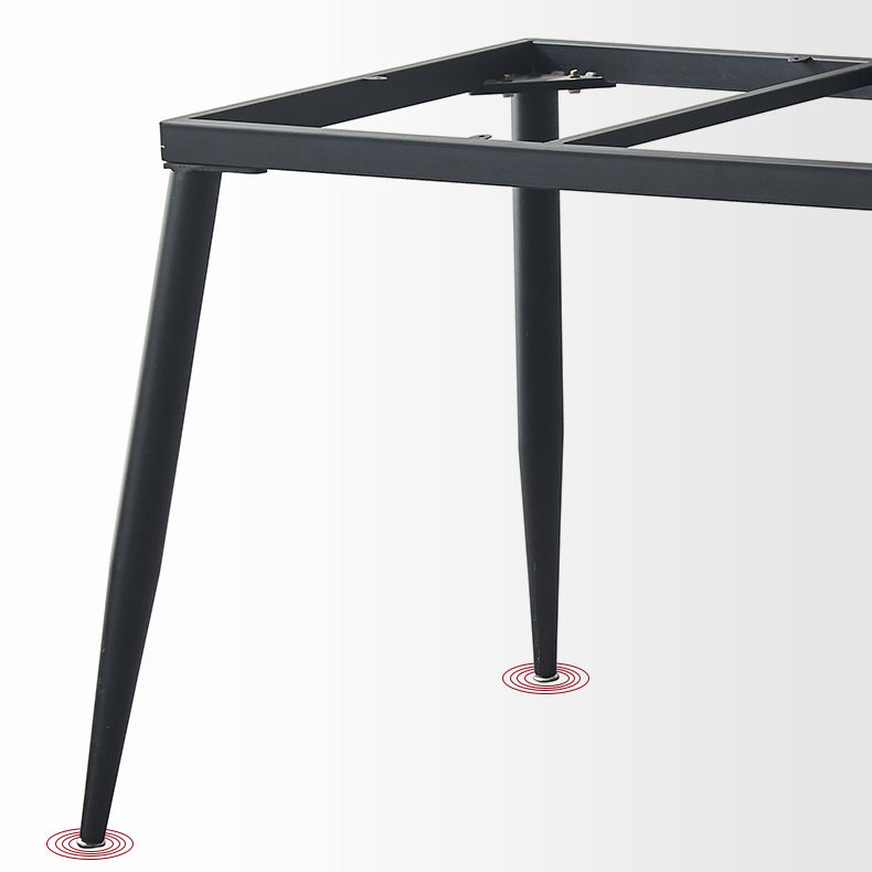 Metal Industrial Rectangle Dining Table Black Sintered Stone Top Table with 4 Legs