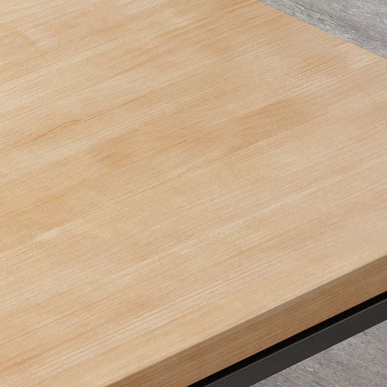 Solid Wood Dining Table Square Industrial Dining Table with Metal Base