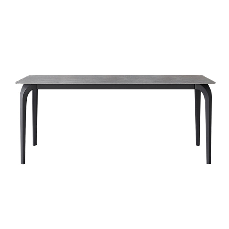 Rectangle Industrial Dining Table Black Sintered Stone Fixed Table