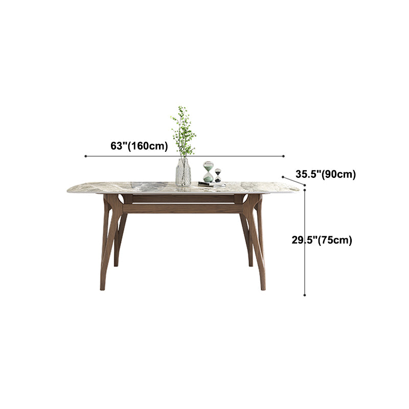 Sintered Stone Top Rectangle Table for Restaurant Modern Dining Table with Ash Wood 4 Legs