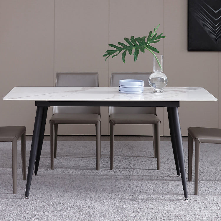 Industrial White Table for Restaurant Rectangle Dining Table with 4 Legs