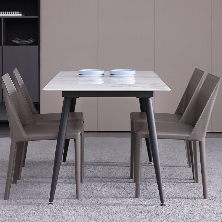 Industrial White Table for Restaurant Rectangle Dining Table with 4 Legs