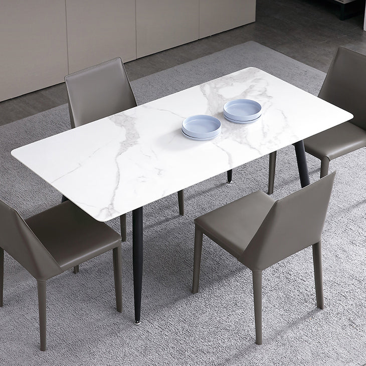 Industrial White Table for Restaurant Rectangle Dining Table with 4 Legs