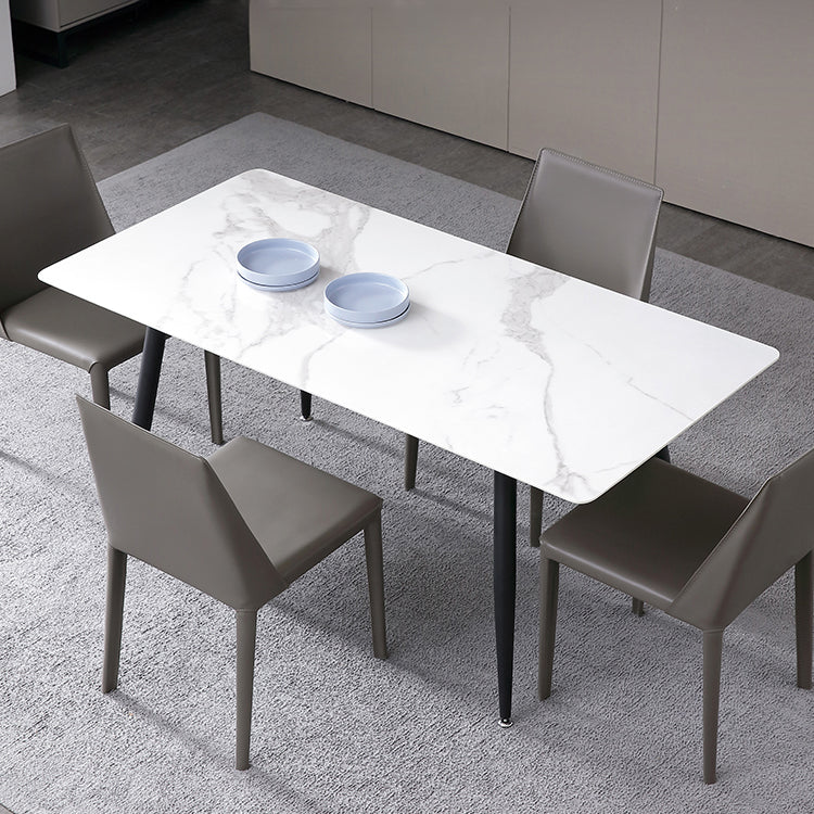 Industrial White Table for Restaurant Rectangle Dining Table with 4 Legs