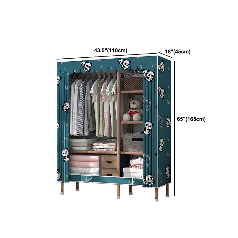 Brown Metal Frame Wardrobe Armoire Modern Folding Wardrobe Cabinet