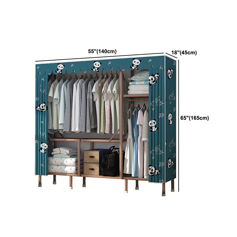 Brown Metal Frame Wardrobe Armoire Modern Folding Wardrobe Cabinet