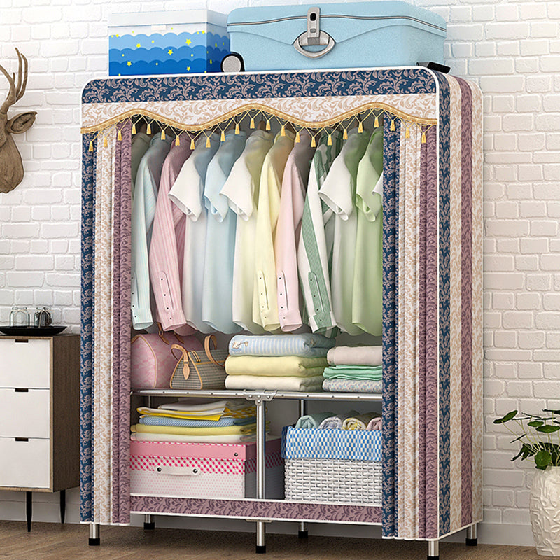 Contemporary Folding Wardrobe Cabinet Metal Frame Wardrobe with Shelves