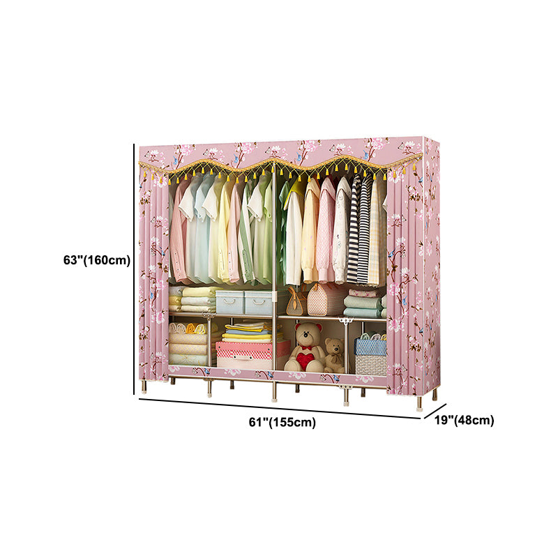 Contemporary Folding Wardrobe Cabinet Metal Frame Wardrobe with Shelves