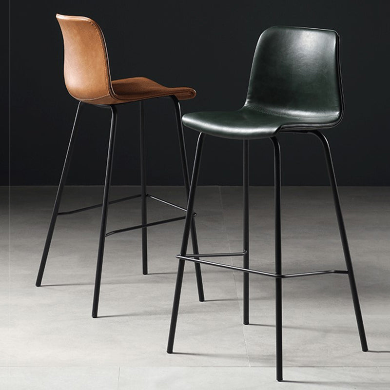 Industrial Indoor Bucket Counter Bar Stool Footrest Faux Leather Bar Stool
