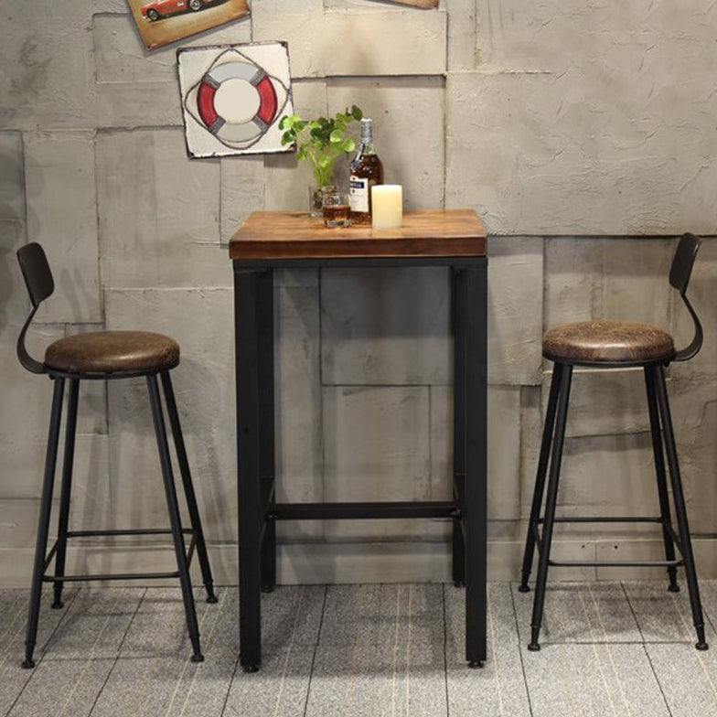 Industrial 1/3/4/5 Pieces Bar Table Set Square Pine Wood Counter Table with High Stools