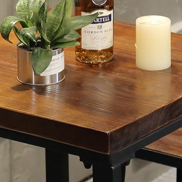 Industrial 1/3/4/5 Pieces Bar Table Set Square Pine Wood Counter Table with High Stools