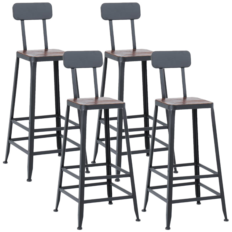 Industrial 1/3/4/5 Pieces Bar Table Set Square Pine Wood Counter Table with High Stools