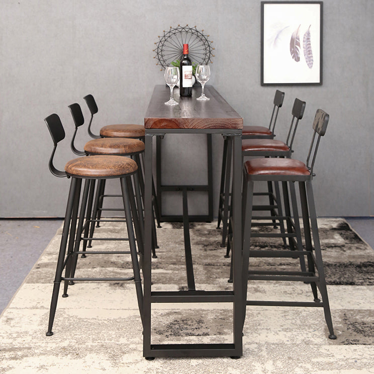 Industrial Rectangle Bar Table Set 1/2/4/7 Pieces Solid Wood Counter Table