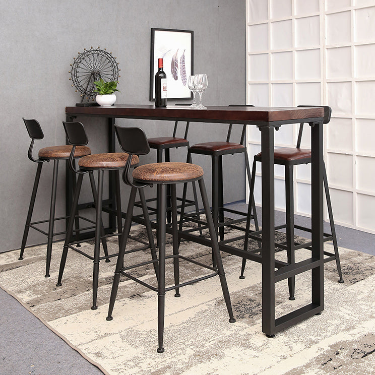 Industrial Rectangle Bar Table Set 1/2/4/7 Pieces Solid Wood Counter Table