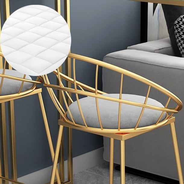 Glam Bar Stool and Table Set 1/2/3 Pcs Metal and Stone Pub Table with Upholstered Stools