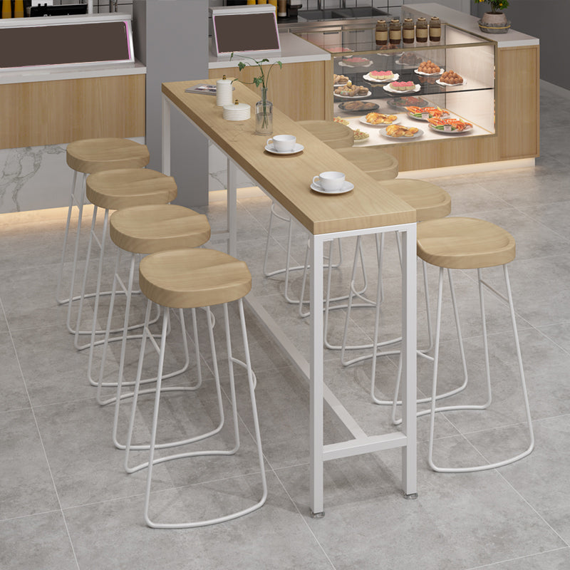 Natural Solid Wood Table and Stool Set 1/2/5/9 Pieces Rectangle Pub Dining Set