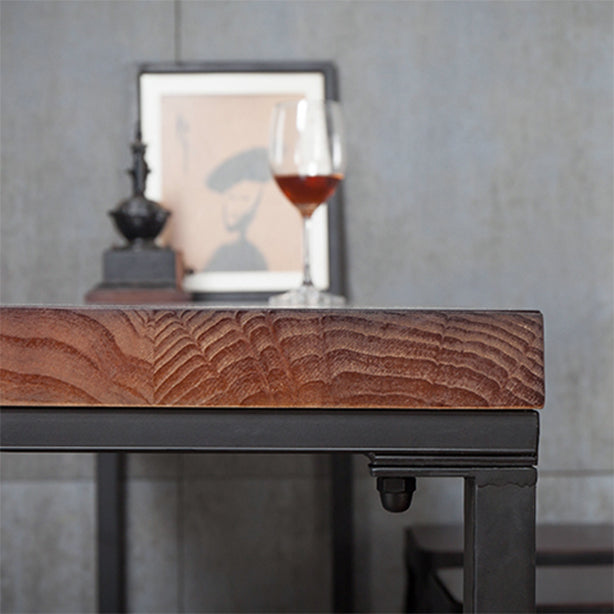 Industrial Rectangle Bar Table Set 1/5 Pieces Solid Wood Counter Table for Indoor