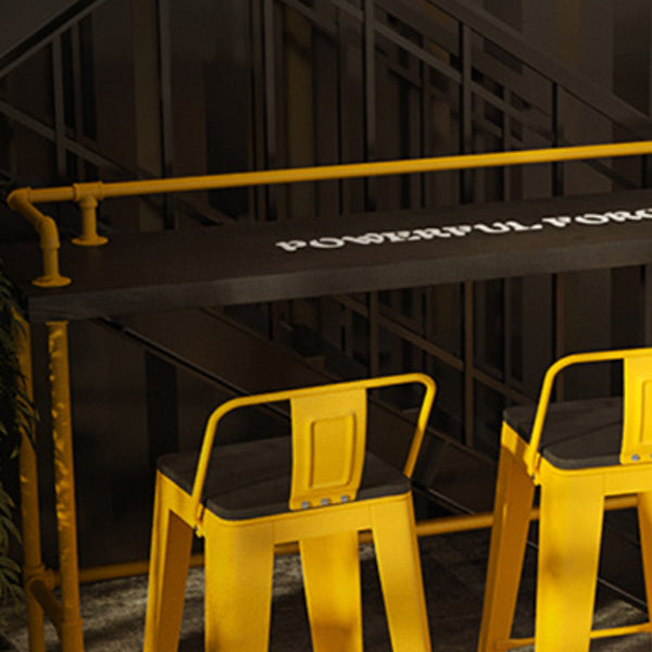 Trestle Rectangle Counter Set 1/2/4 Pieces Industrial Metal and Wood Pub Dining Set