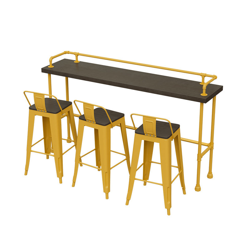 Trestle Rectangle Counter Set 1/2/4 Pieces Industrial Metal and Wood Pub Dining Set