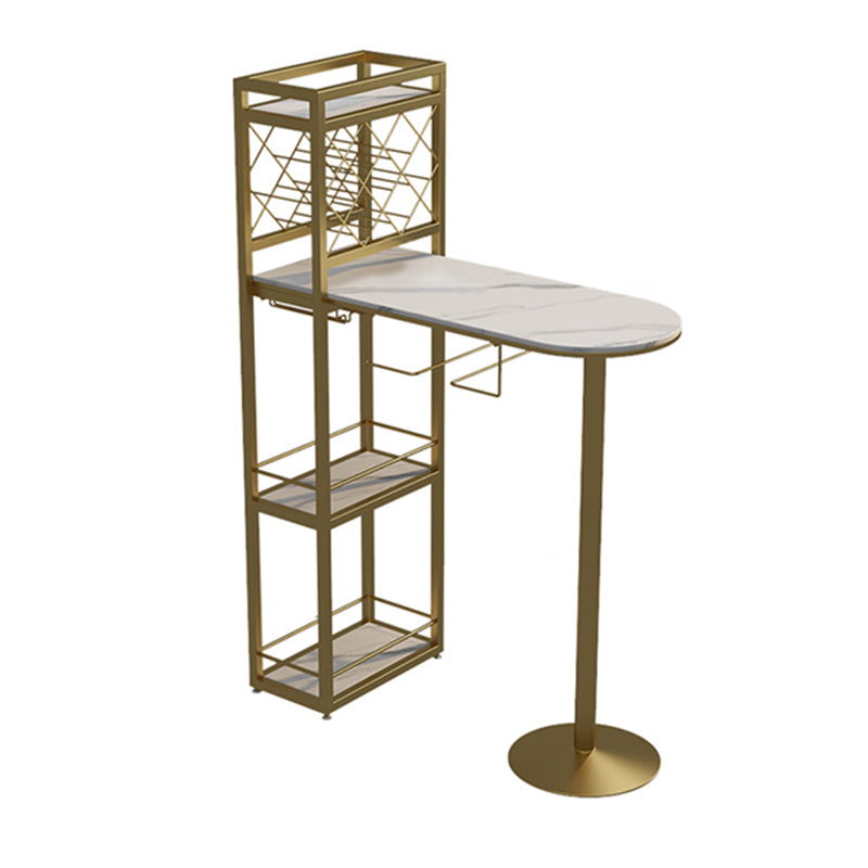 Modern 1/3 Pieces Bar Table Set Stone Counter Table with Stools for Kitchen