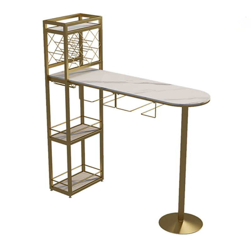 Modern 1/3 Pieces Bar Table Set Stone Counter Table with Stools for Kitchen