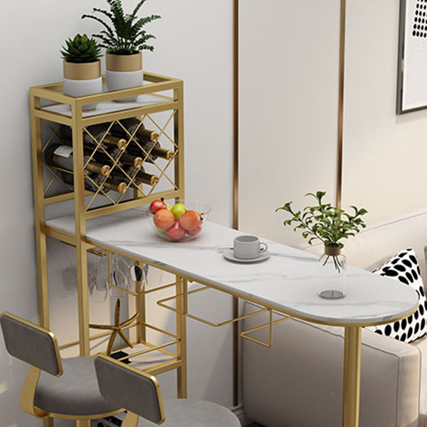 Modern 1/3 Pieces Bar Table Set Stone Counter Table with Stools for Kitchen