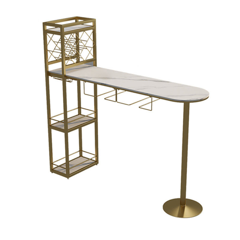 Modern 1/3 Pieces Bar Table Set Stone Counter Table with Stools for Kitchen