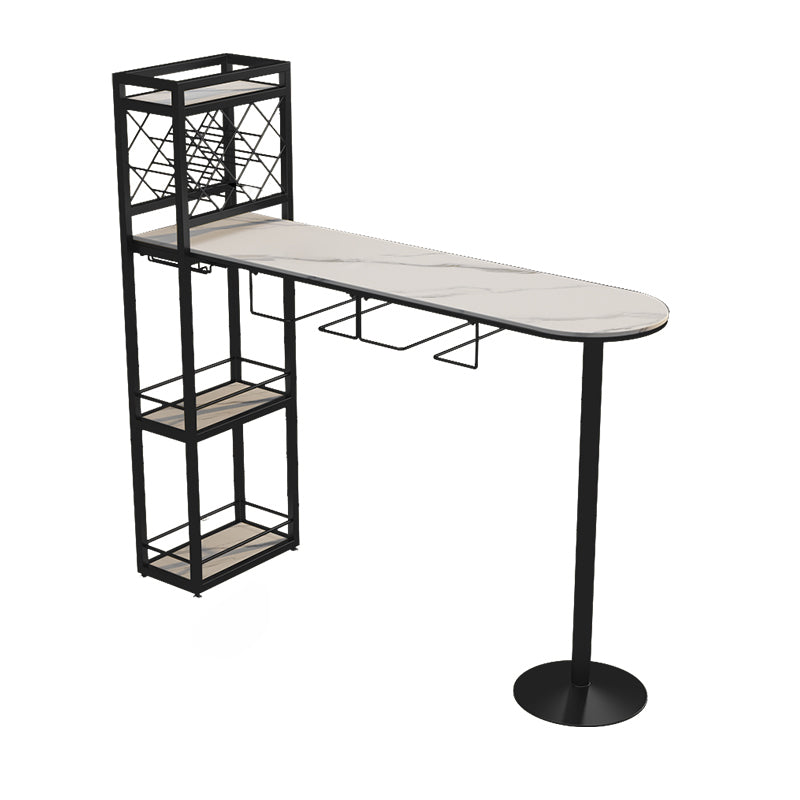 Modern 1/3 Pieces Bar Table Set Stone Counter Table with Stools for Kitchen