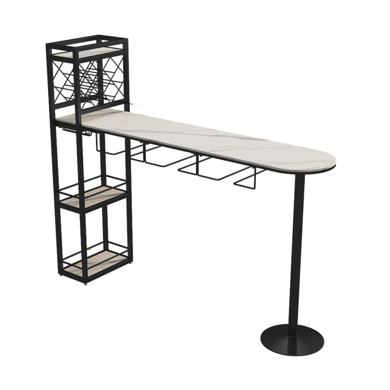 Modern 1/3 Pieces Bar Table Set Stone Counter Table with Stools for Kitchen