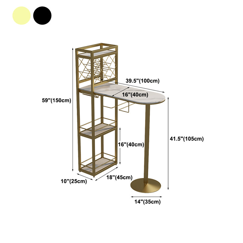 Modern 1/3 Pieces Bar Table Set Stone Counter Table with Stools for Kitchen