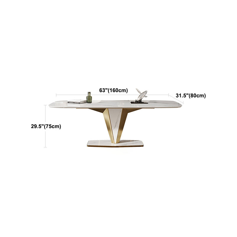 Luxurious Sintered Stone Dining Set Rectangle 1/4/5/7 Pieces Dinette Table Set in White