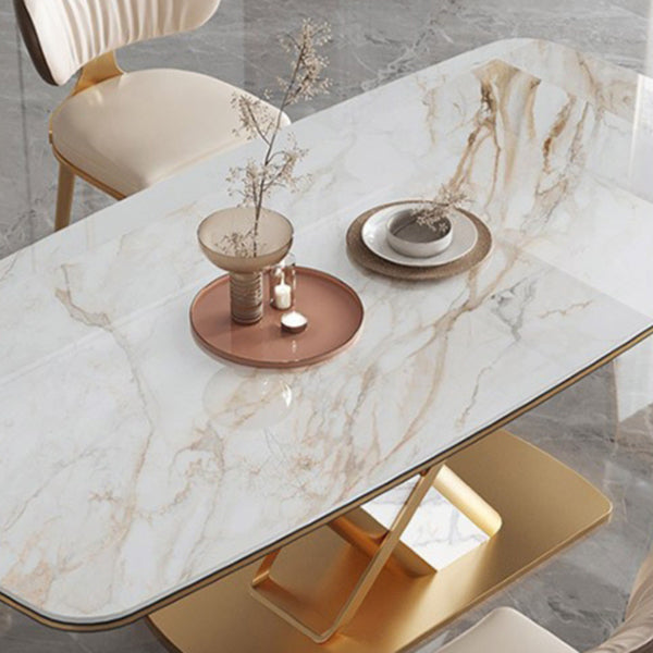 Luxurious Sintered Stone Top Dining Set Rectangle 1/4/5/6/7 Pieces Dinette Table Set