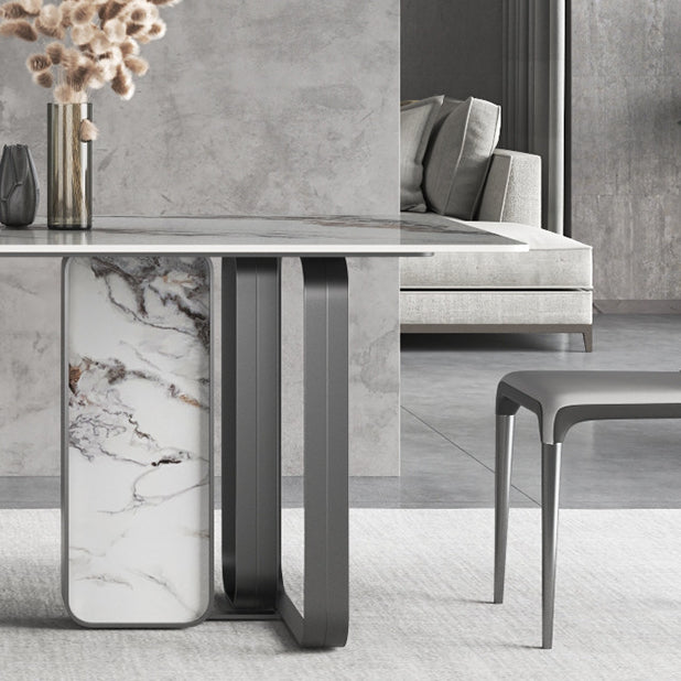 Nordic Sintered Stone Top Dining Set Rectangle 1/3/4/5/6/9 Pieces Dining Room Table Set