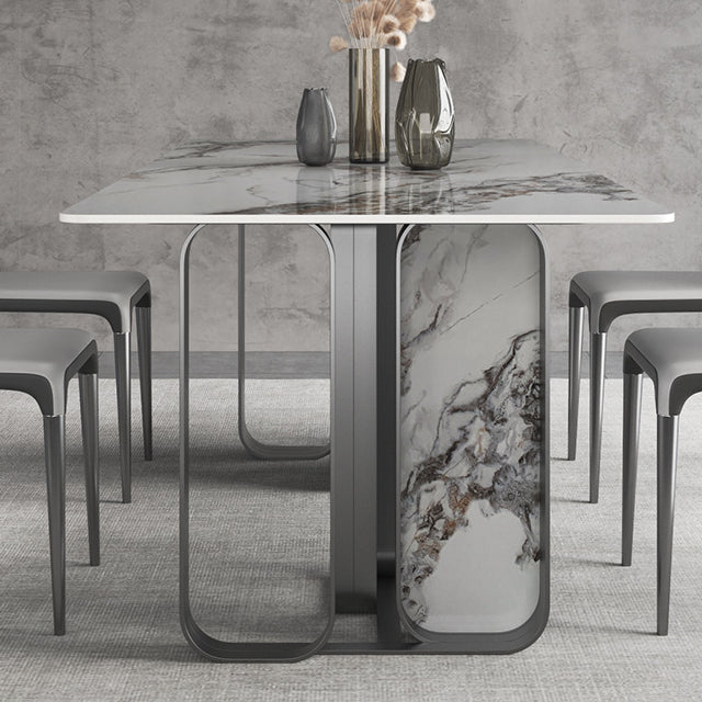 Nordic Sintered Stone Top Dining Set Rectangle 1/3/4/5/6/9 Pieces Dining Room Table Set