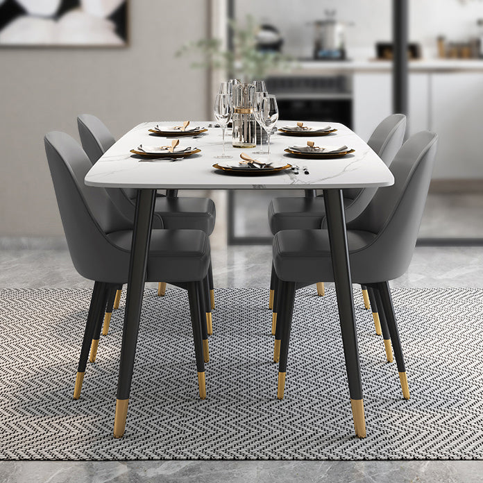 Modern 1/2/5/7 Pieces Dining Set Rectangle Stone Dining Table for Kitchen Dining Room