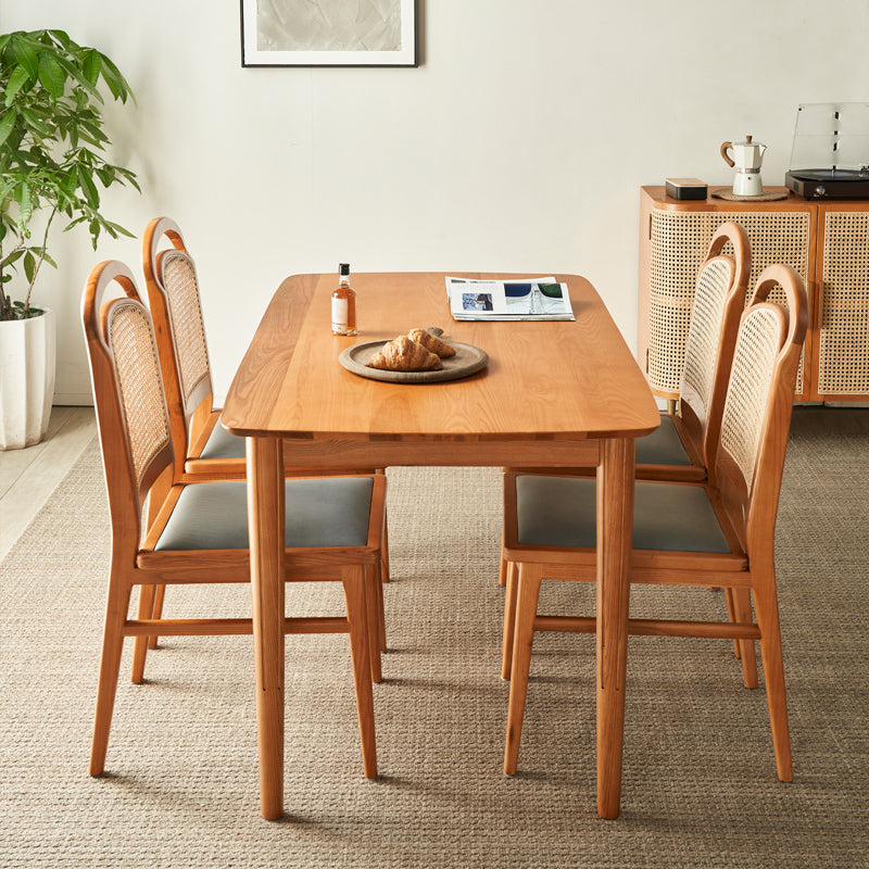 Solid Wood Dining Table Set 1/2/5/7 Pcs Rectangle Table with Side Chairs