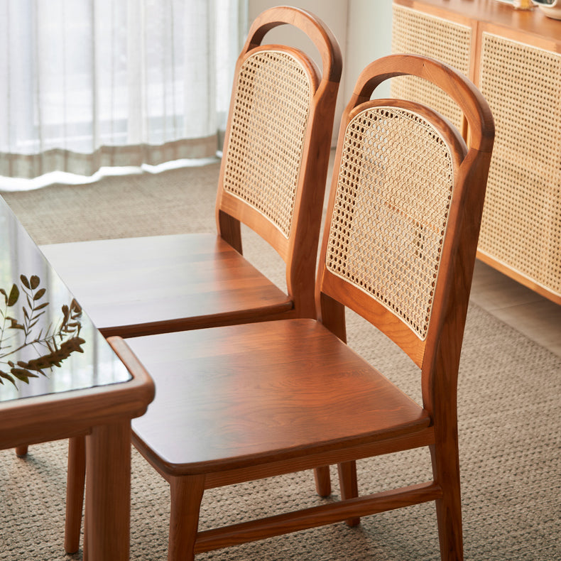 Solid Wood Dining Table Set 1/2/5/7 Pcs Rectangle Table with Side Chairs