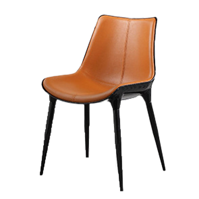 Modern Parsons Armless Chairs Leather Curved Dining and Accent Chairs