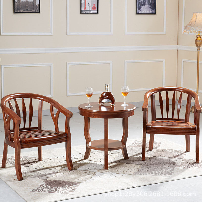Traditional Dining Arm Chair Matte Finish Solid Wood Windsor Guest Chair with Four Legs