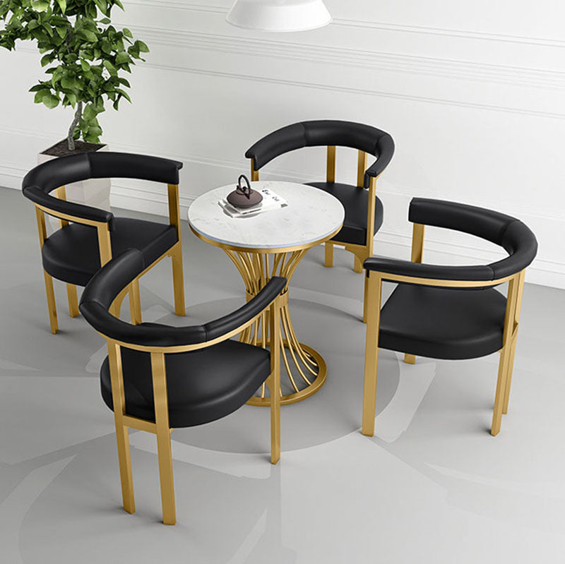 Glam Metal Dining Room Chair Armless Open Back Dining Side Chair for Restaurant Use