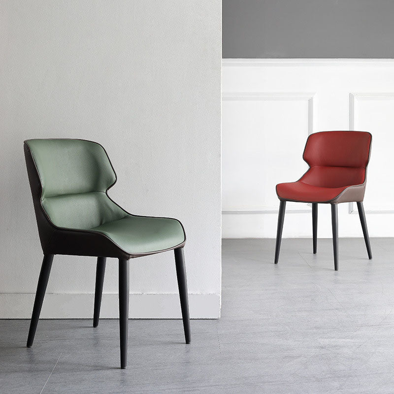 Contemporary Wingback Side Chairs Leather Dining Side Chair for Kitchen