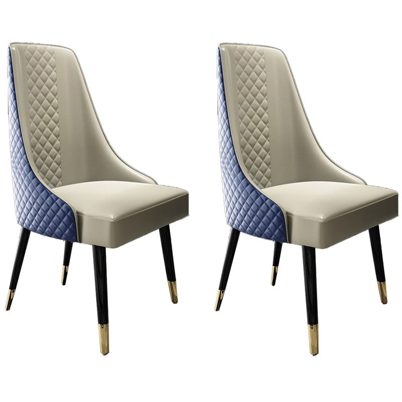 Scandinavian Style Solid Back Dining Side Chairs PU Leather Dining Side Chair for Kitchen
