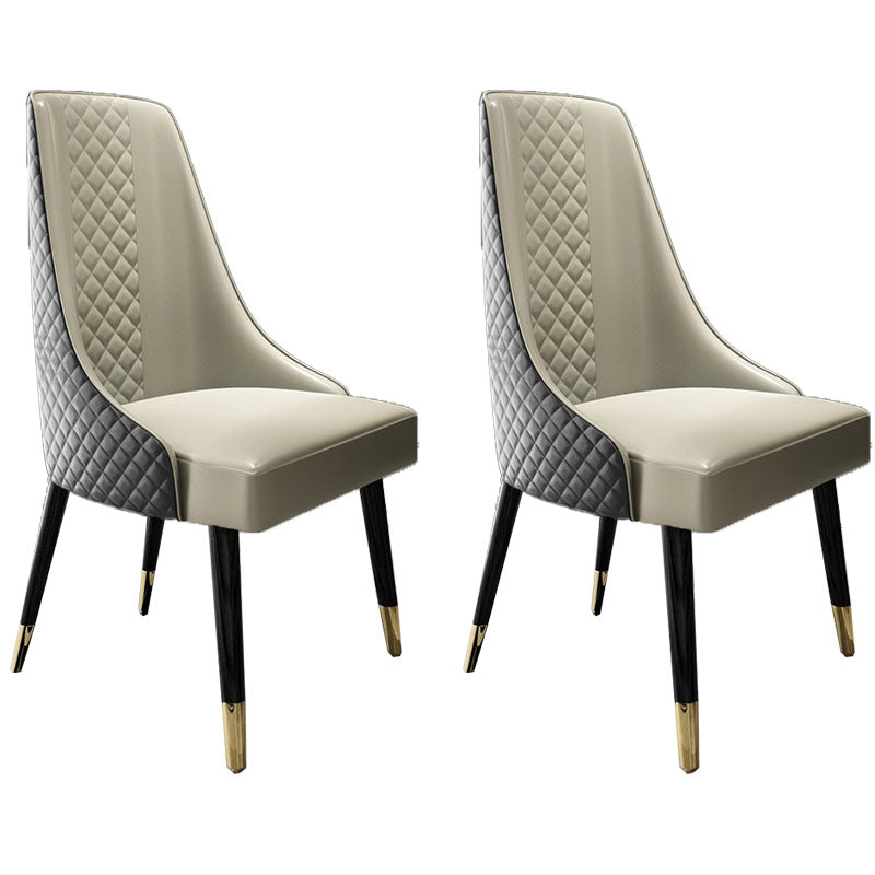 Scandinavian Style Solid Back Dining Side Chairs PU Leather Dining Side Chair for Kitchen