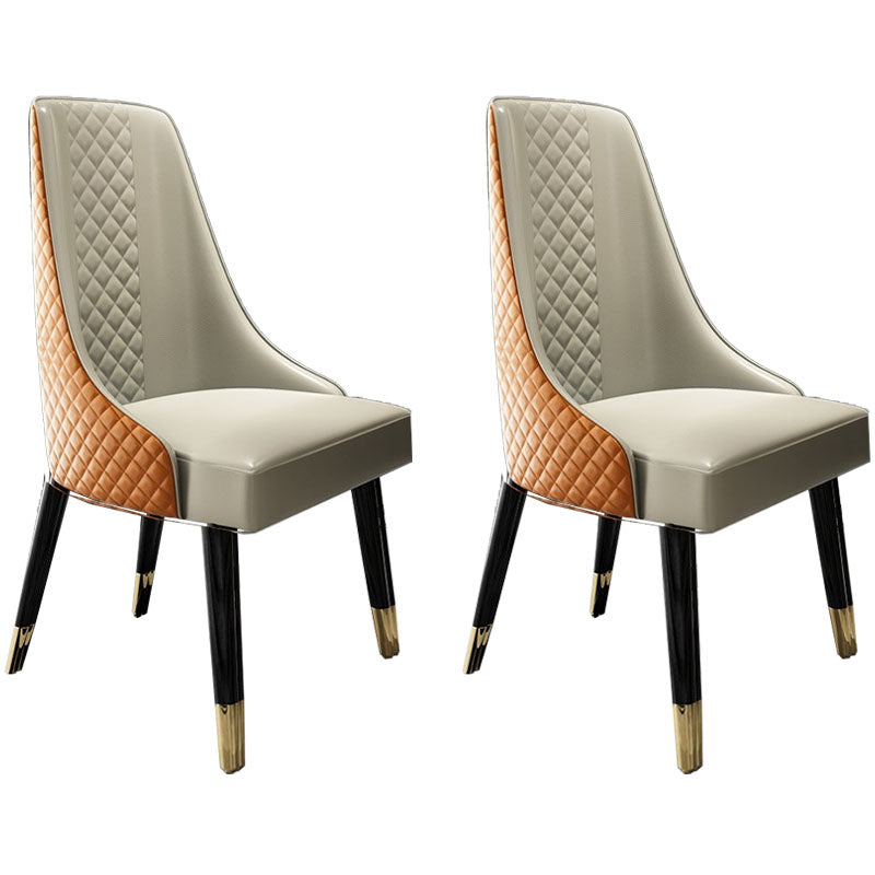 Scandinavian Style Solid Back Dining Side Chairs PU Leather Dining Side Chair for Kitchen